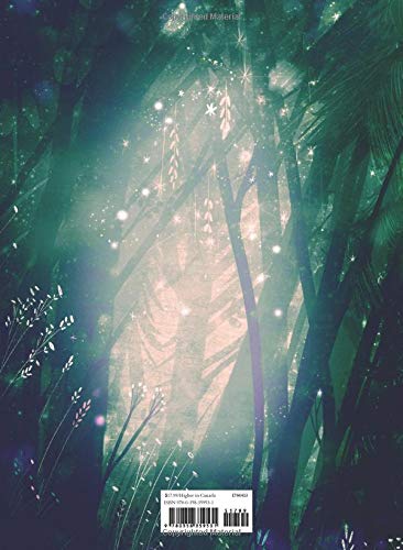 Backlit magical forest scene with glowing lights filtering through trees in Lights on Wonder Rock picture book.