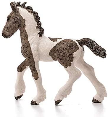 Tinker Horse Foal model with piebald coat, mane, tail, and detailed fetlocks, perfect for ages 3-8 years.