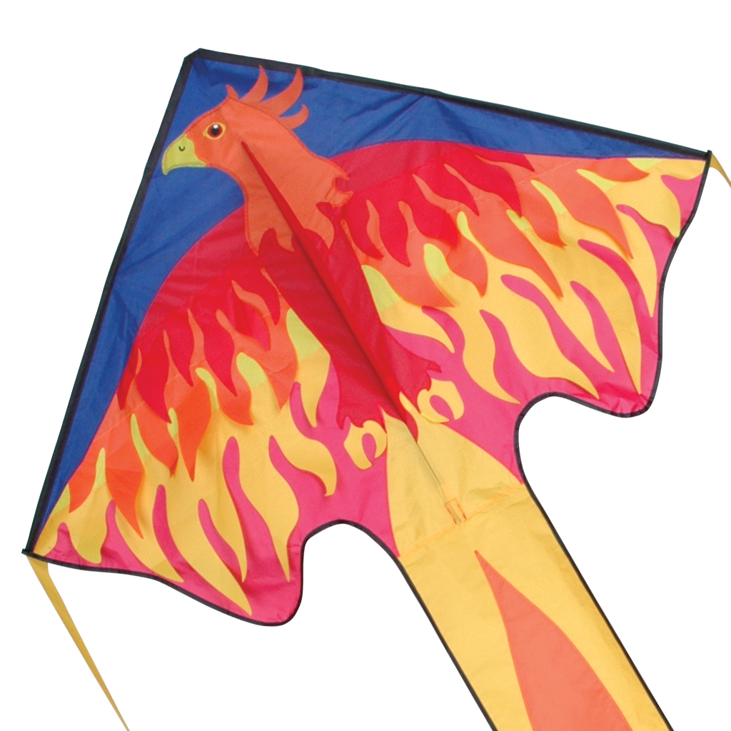 46" Easy Flyer Kite | Phoenix with bright red and yellow flame design, simple assembly, and easy flying for all ages.
