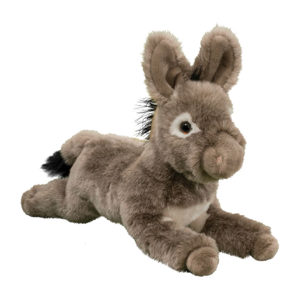 Donkey Rupert plush toy with soft shaggy fur, oversized ears, and lifelike white markings, perfect for cuddling.