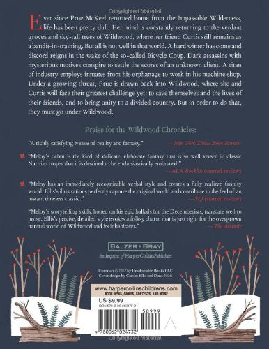 Under Wildwood #2 book back cover featuring story summary and illustrated plants on a purple background