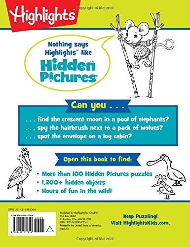 Highlights Hidden Pictures: Wild book cover featuring animal illustrations and challenging hidden object puzzles for expert puzzlers.