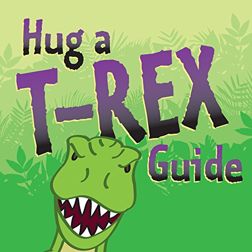 Hug a T-Rex Kit featuring a friendly green T-Rex illustration and a guide book cover with jungle background.