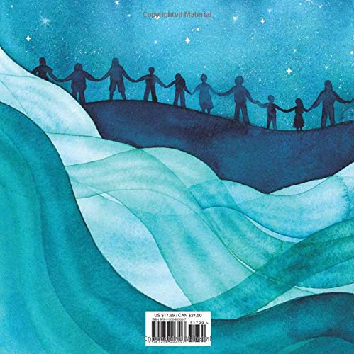 We Are Water Protectors shows silhouetted people holding hands above flowing blue water under a starry night sky.