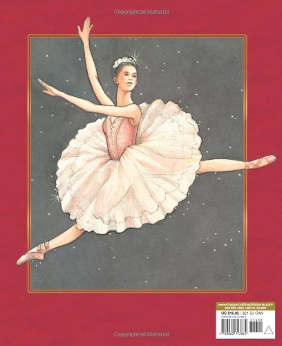 The Nutcracker book cover featuring an elegant ballerina in a white tutu dancing against a red background.