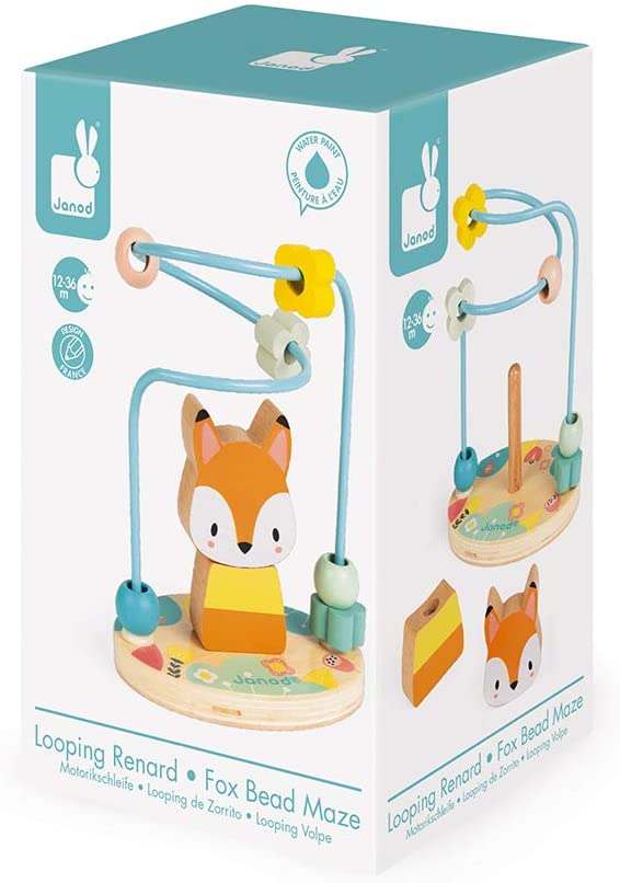 Pure Fox Stacker Bead Maze with wooden fox and colorful bead maze for motor skills development ages 1+