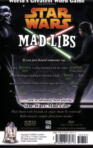 Star Wars Mad Libs book cover featuring characters and fill-in-the-blank word game from original films.