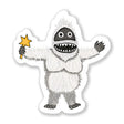 Yeti Sticker featuring a friendly white yeti holding a star wand, waterproof vinyl, made in the USA, 3 inches.