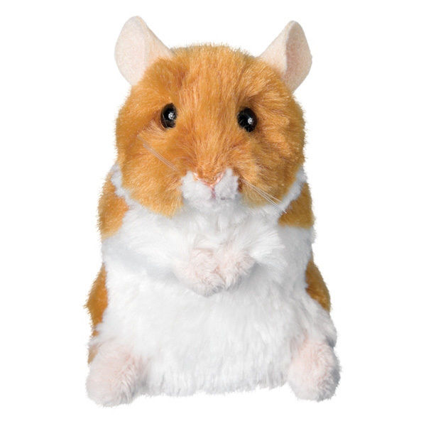 Brushy the hamster plush with soft tan fur and white belly, perfect collectible toy for ages 2 and up.