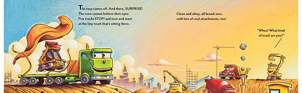 Three Cheers for Kid McGear! showing Kid McGear Skid Steer and other trucks at a colorful construction site.