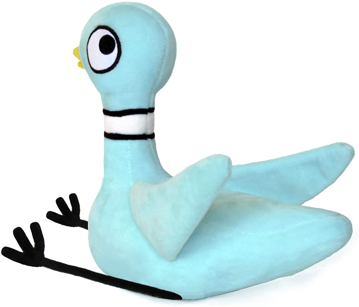 Pigeon plush toy by Mo Willems with bean-filled chenille body, embroidered eyes, and velour feet, 11.5 inches tall.