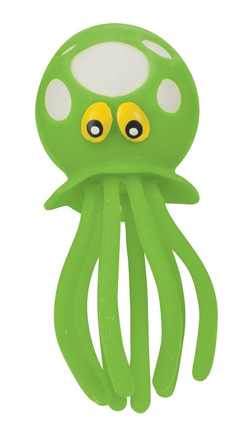 Light Up Floating Octopus bath toy in green with yellow eyes, lights up when shaken, perfect for sensory play.