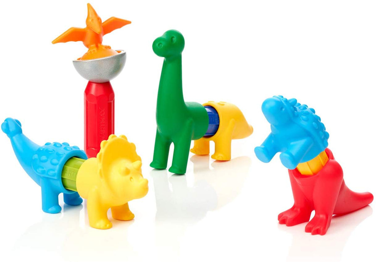 Smartmax My First Dinosaurs colorful magnetic pieces build five friendly dinosaur figures for kids aged 1-5.