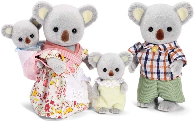 Koala Family featuring four jointed koala dolls with removable clothing in an eco-friendly themed set.