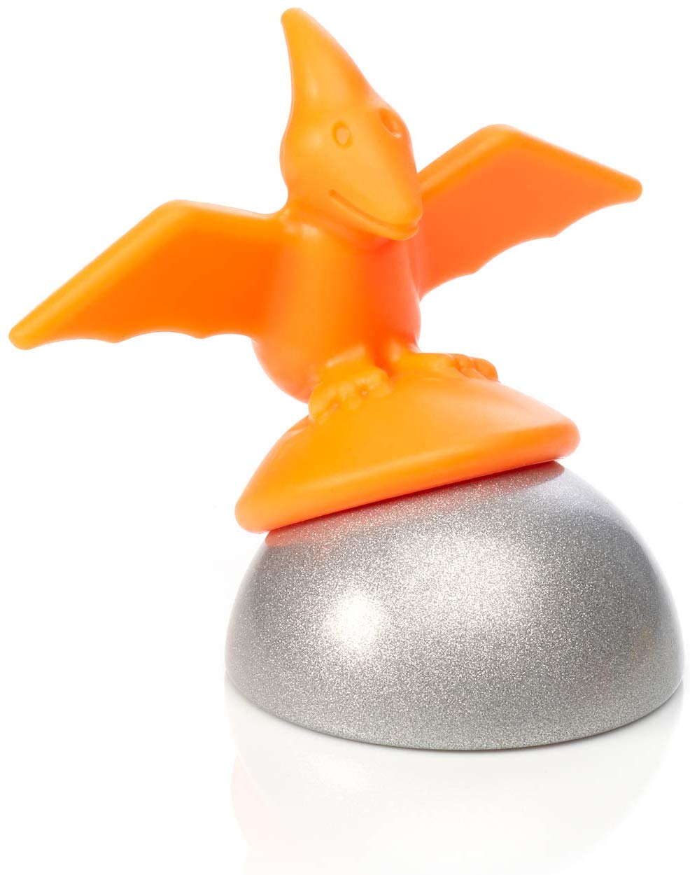 Smartmax My First Dinosaurs orange pterodactyl figure perched on a silver magnetic base, kids STEM toy.