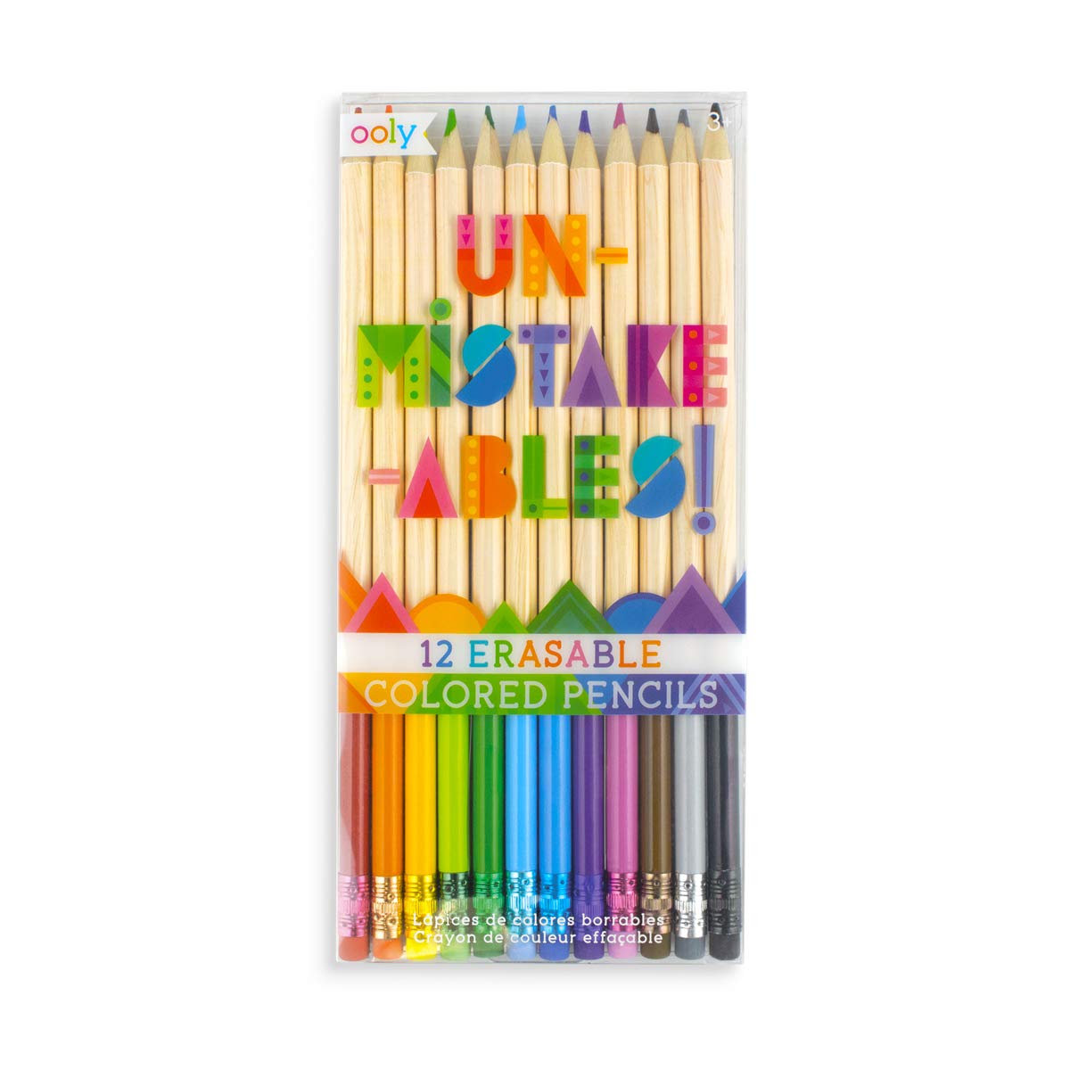 Un-Mistake-Ables! Erasable Colored Pencils set of 12 vibrant colors with erasers for easy correction and worry-free coloring.