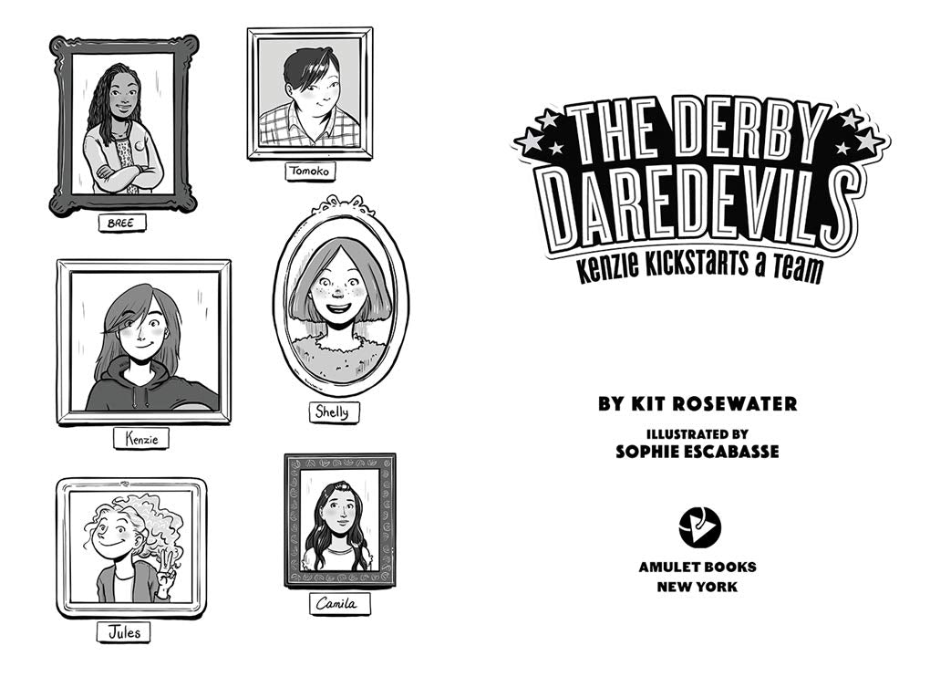 Black and white illustrated portraits of the Derby Daredevils characters from the book "Derby Daredevils.