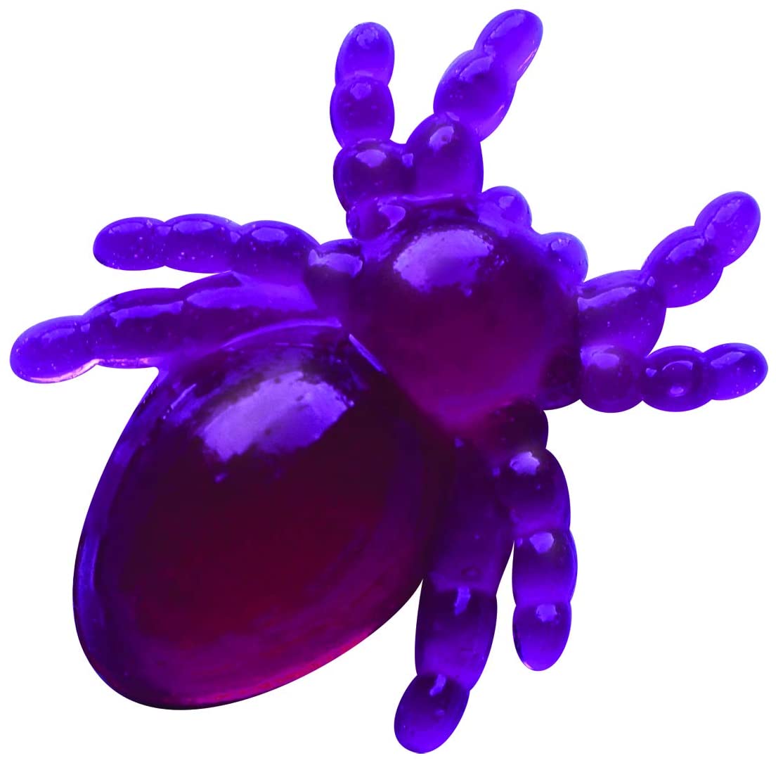 Gross Gummy Candy Lab purple gummy spider made with natural carrageenan and berry flavor moldable candy sample.