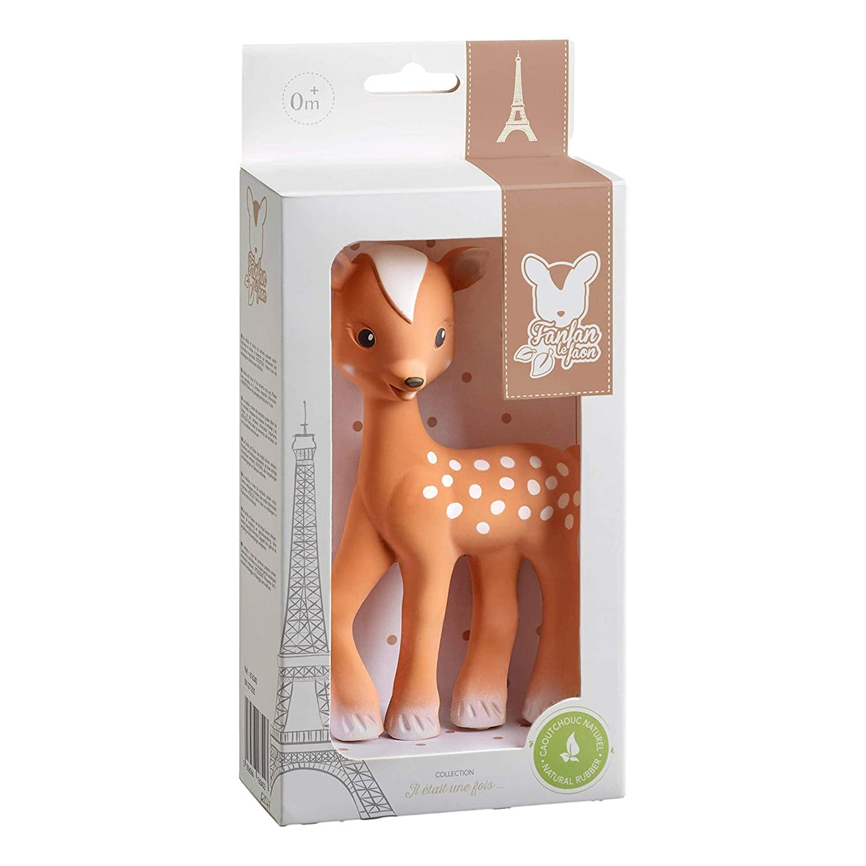 FanFan the Fawn natural rubber teether for babies, lightweight and safe for soothing teething pain, ages 0 and up.