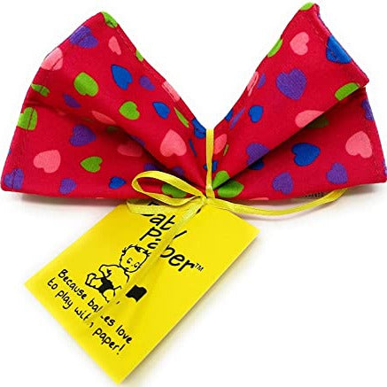 Baby Paper | Pink Hearts features washable, colorful fabric with pink, blue, and green hearts, perfect for babies to grasp and play.