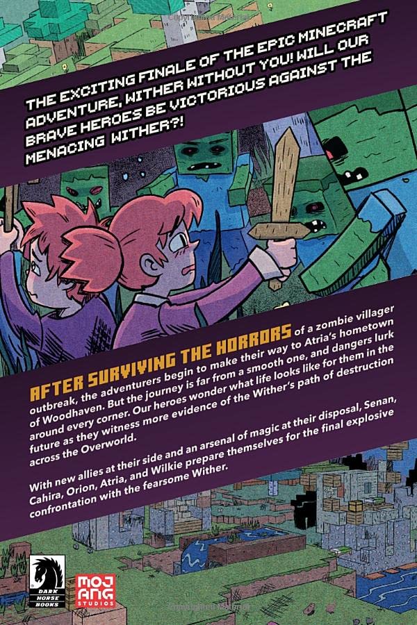 Minecraft Wither Without U #3 book cover showing heroes facing zombie villagers in Minecraft adventure finale.