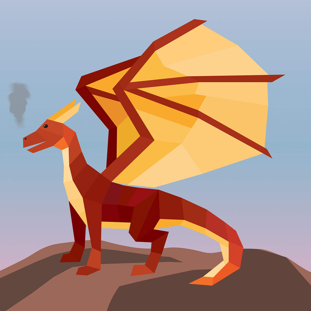 Kids Paint by Sticker Unicorns features a vibrant geometric dragon sticker design from the magical set.