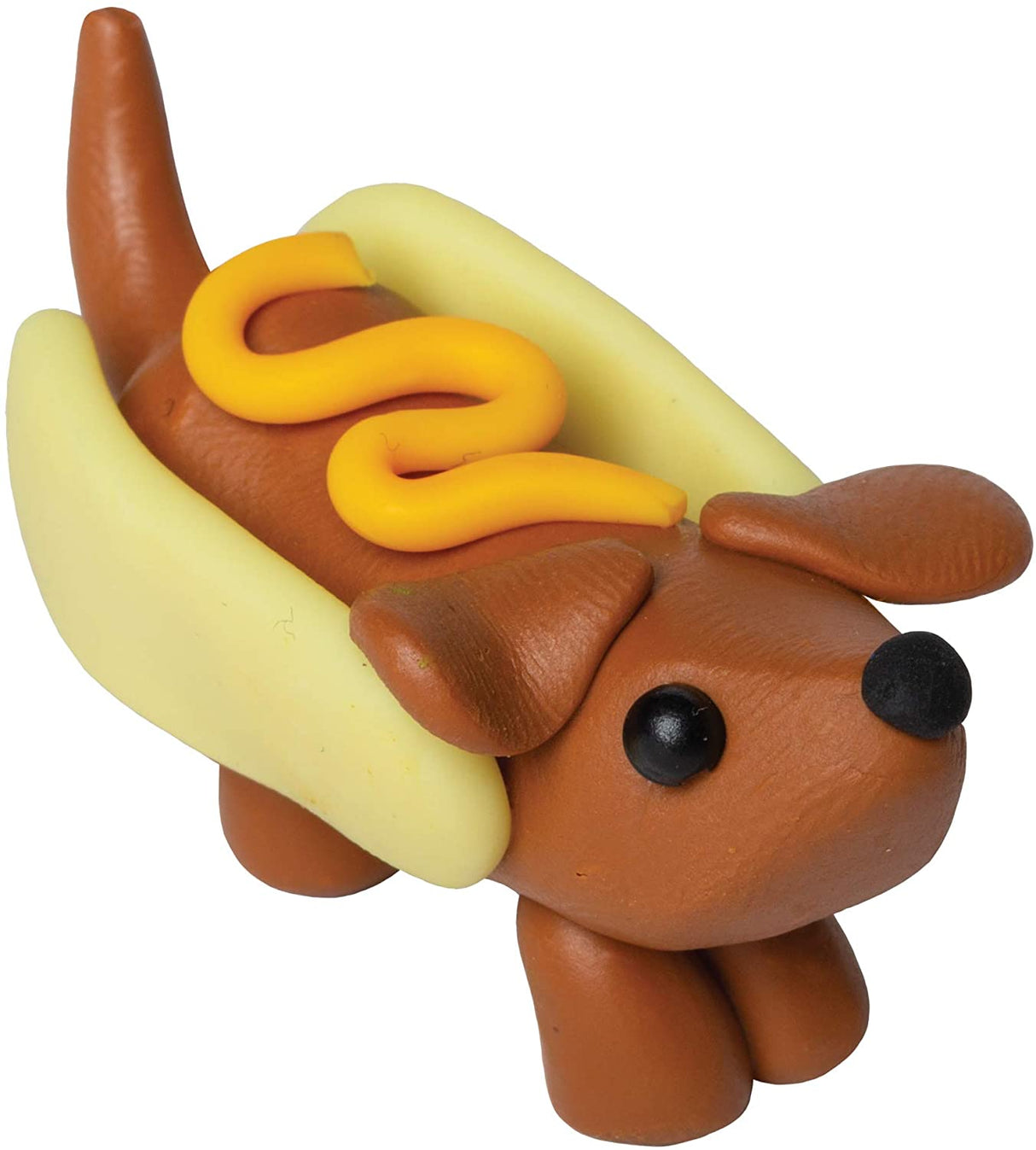 Mini Clay World Pet Adoption Truck featuring a playful clay hot dog dog with mustard and bun details.