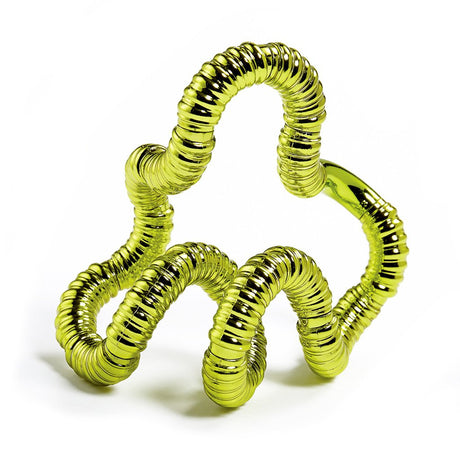 Tangle | Jr Textured Metallic bright shiny tactile fidget toy in metallic yellow for ages 3 and up.