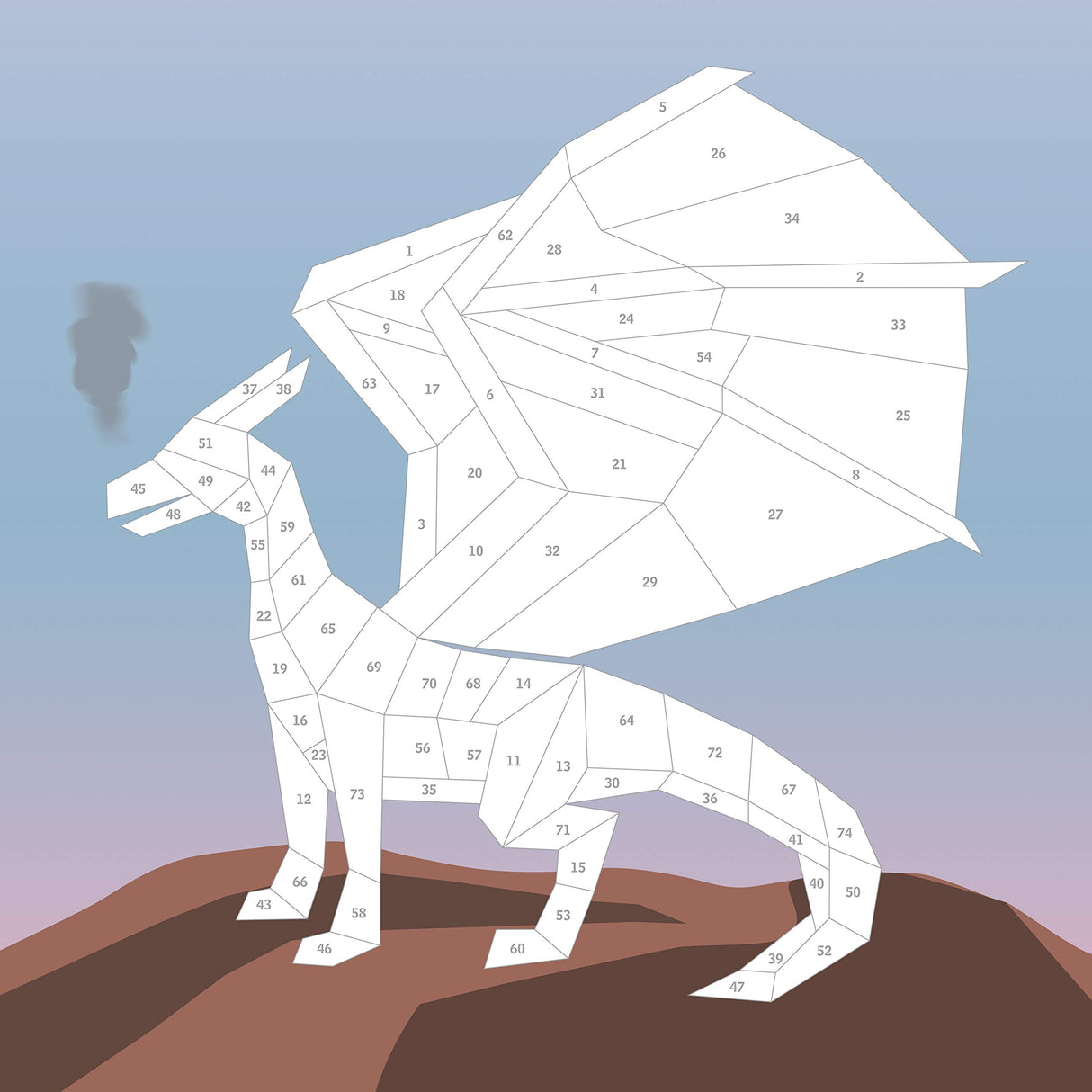 Kids Paint by Sticker Unicorns showing numbered sections for dragon sticker placement in a paint by sticker activity.