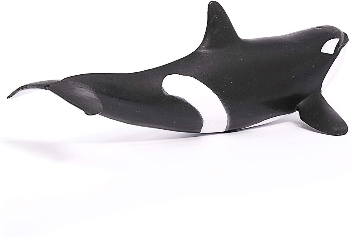 Orca Whale toy figure in black and white, measuring 7.68 x 3.82 x 2.64 inches, perfect for kids 3-8 years.