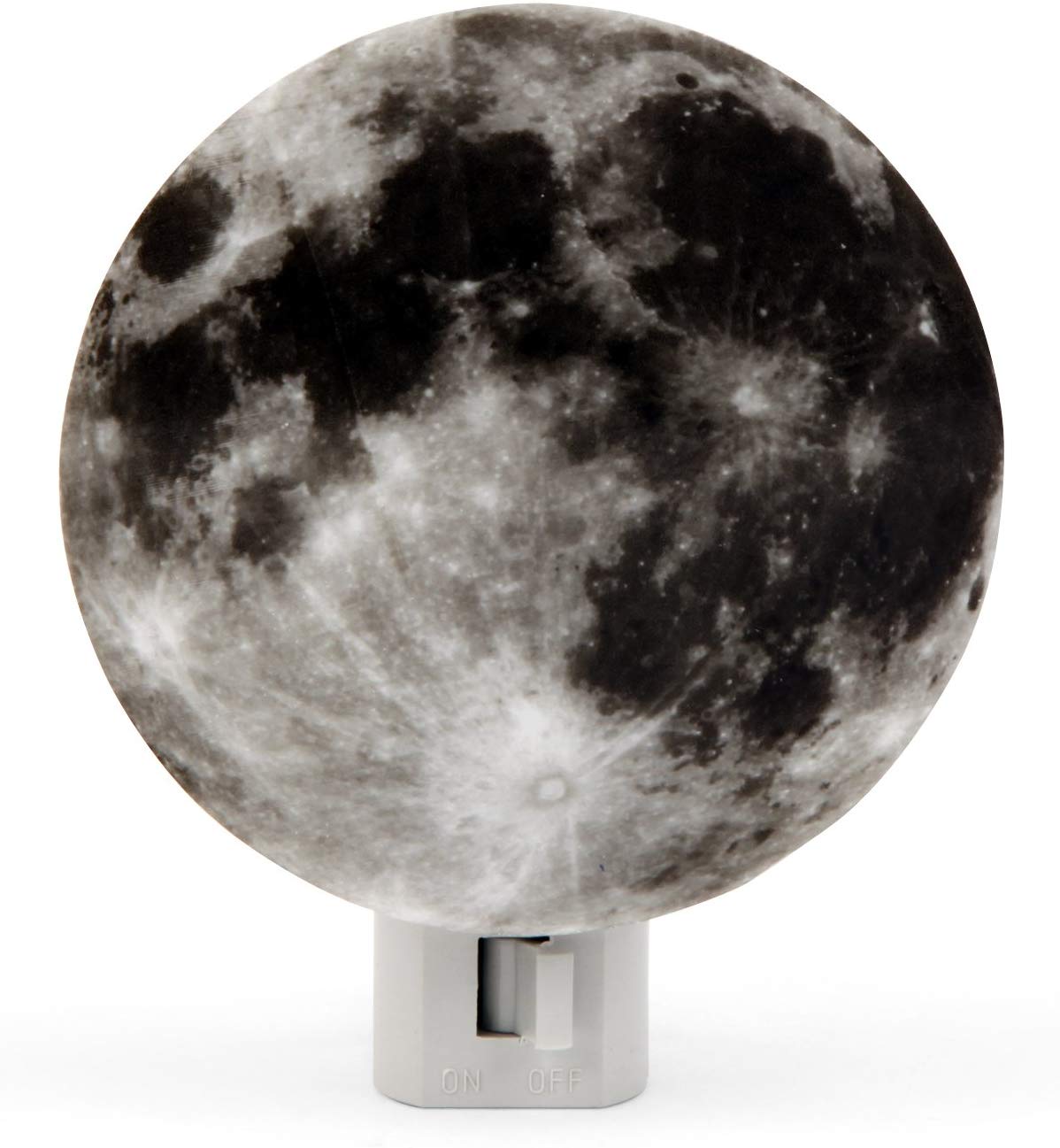 Moon Nightlight with realistic 3D printed moon image, manual switch, perfect for bedrooms or dark hallways.