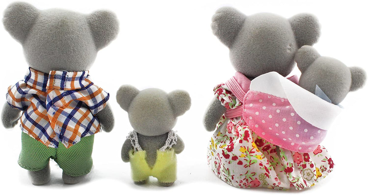 Koala Family featuring four jointed koala figures with removable clothing from Calico Critters toy collection.