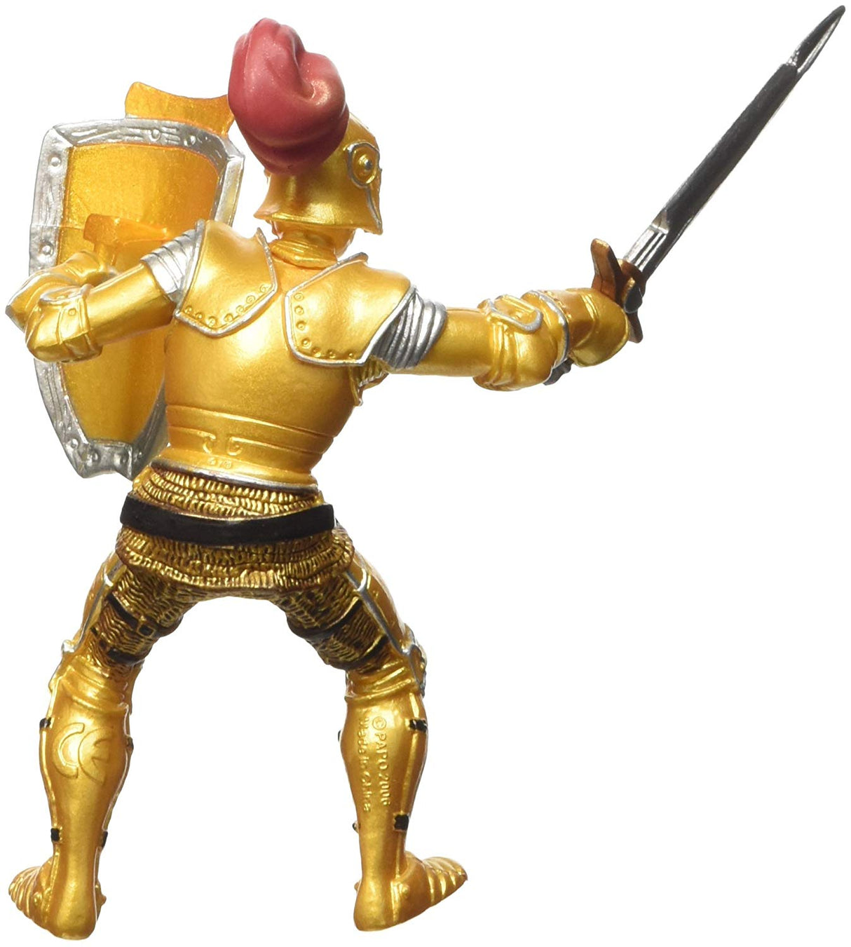 Gold Armor Knight figurine in detailed golden armor holding sword and shield ready for battle or tournament display.