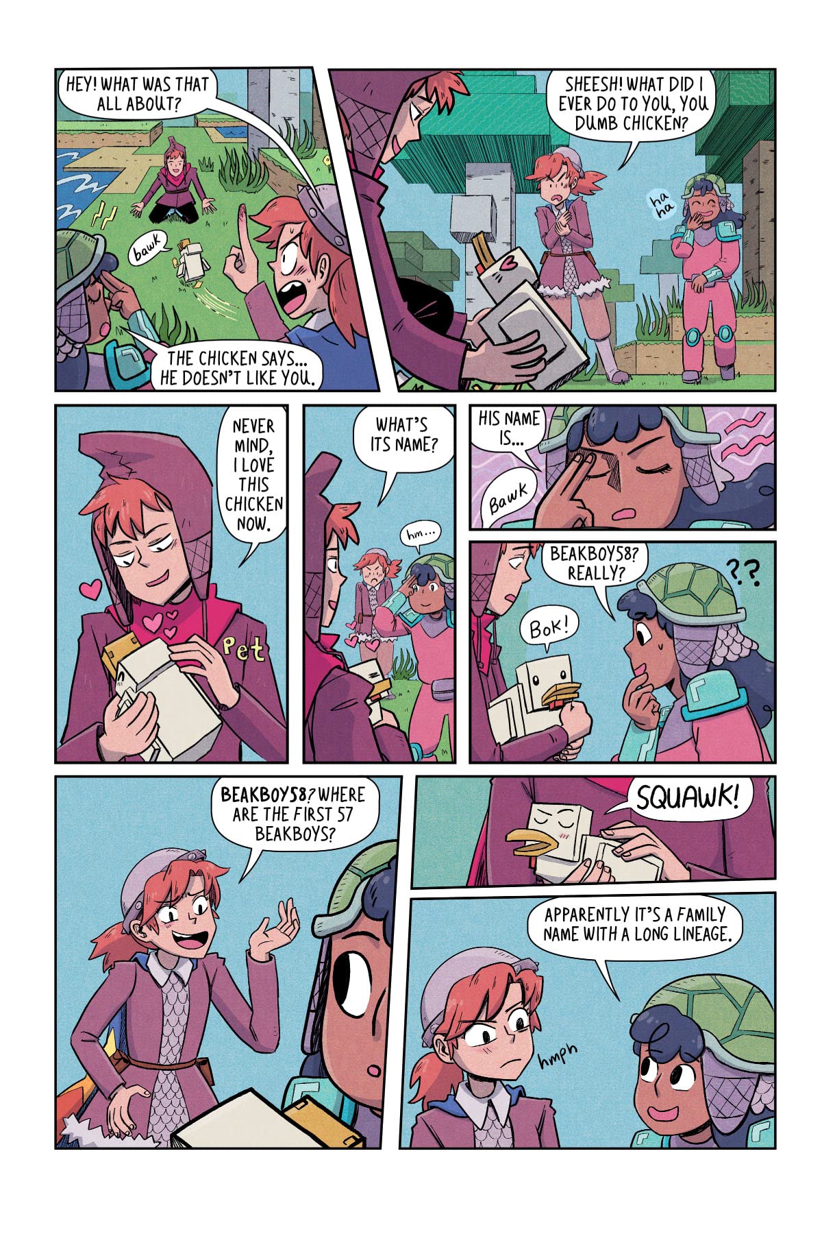 Minecraft Wither Without U #3 comic page showing characters interacting and a chicken named Beakboy58.