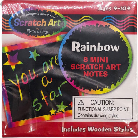 Scratch Art Mini Notes Rainbow with 8 colorful mini sheets and wooden stylus for creative pocket-sized fun ages 4 and up.
