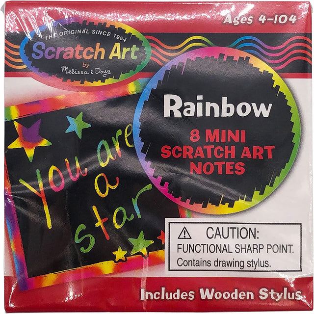 Scratch Art Mini Notes Rainbow with 8 colorful mini sheets and wooden stylus for creative pocket-sized fun ages 4 and up.