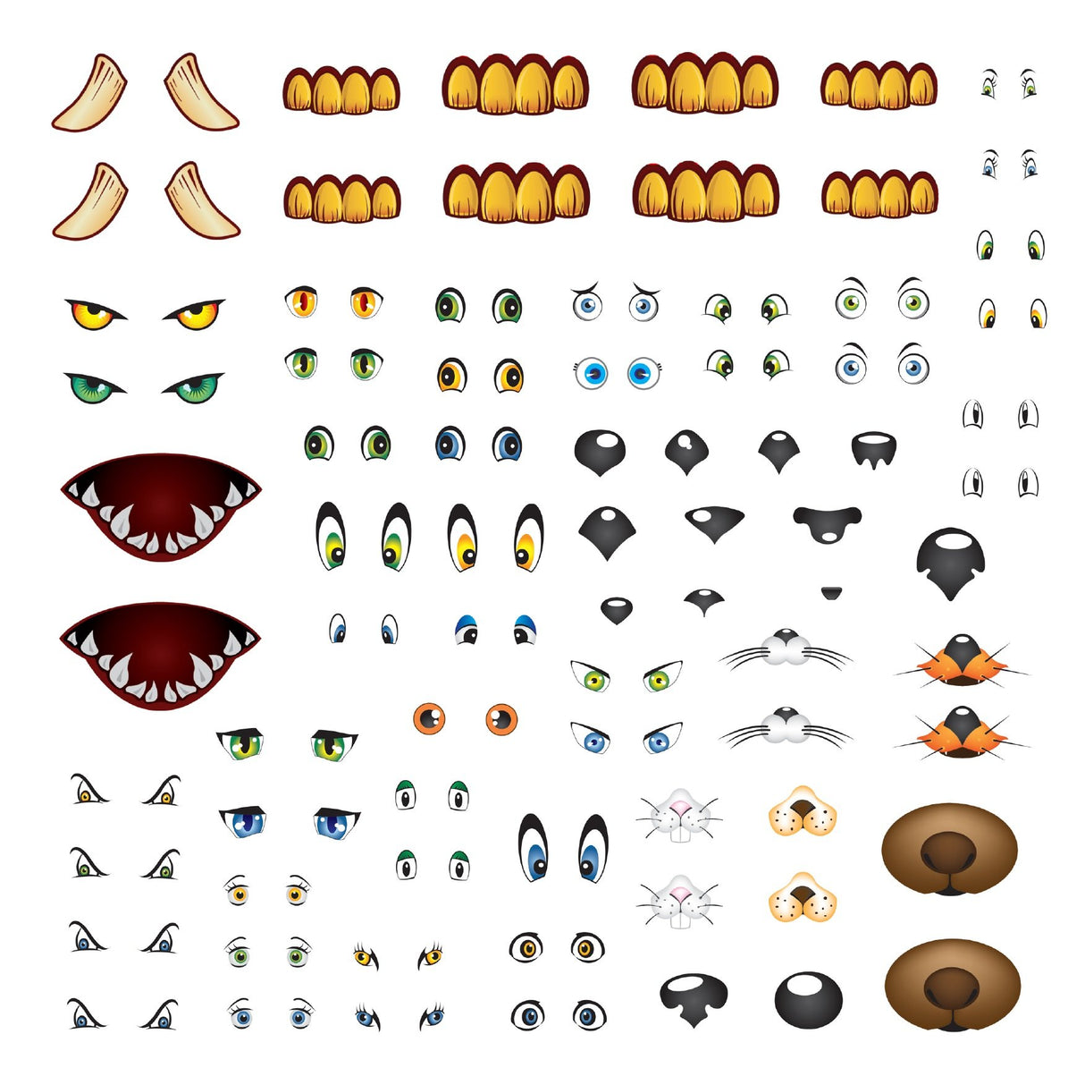 My First Origami Kit detailed stickers sheet with eyes, noses, paws, and other fun facial features for paper models.