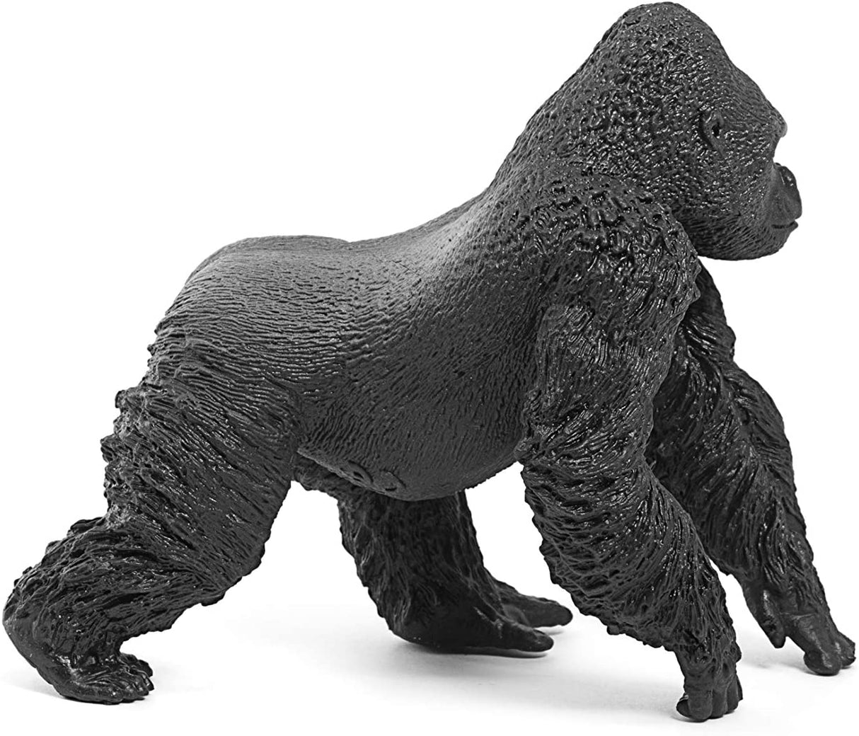 Gorilla Male figurine showing a strong male gorilla in knuckle-walking pose, detailed and realistic toy for kids.
