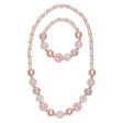 Pinky Pearl Necklace & Bracelet Set with matte pink, iridescent chunky, and classic white pearl beads for ages 3+