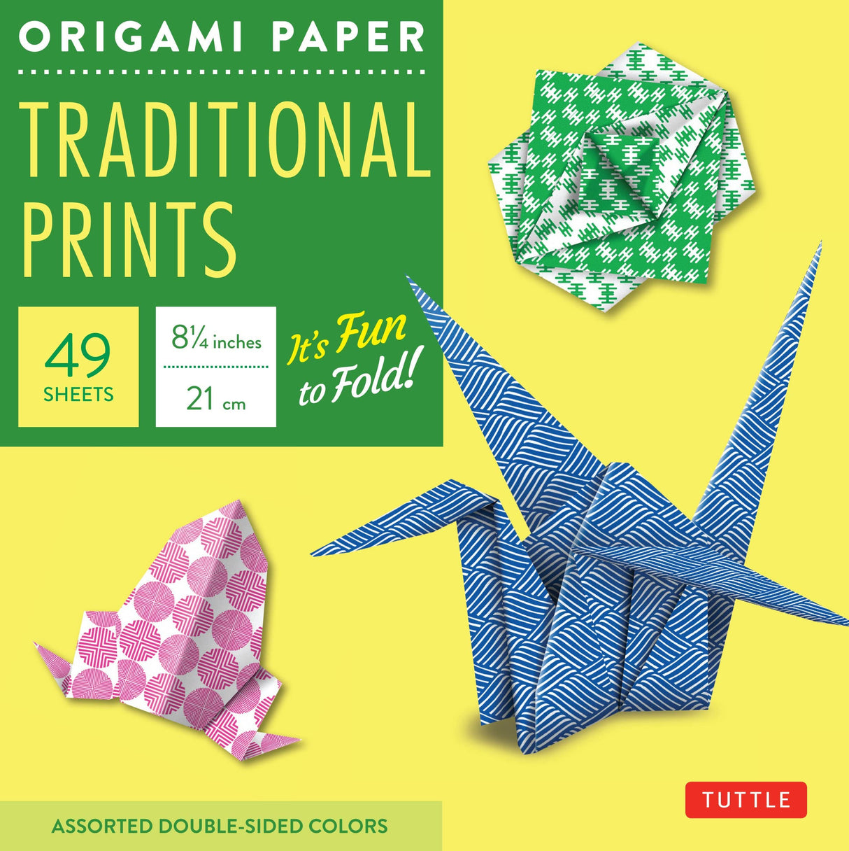 Origami Paper Traditional Prints pack with 49 sheets featuring colorful traditional Japanese origami designs.