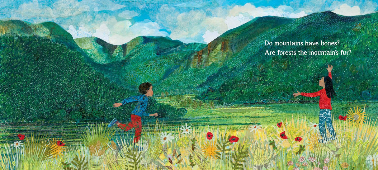 Wonder Walkers shows two children exploring a lush green landscape surrounded by mountains and wildflowers.