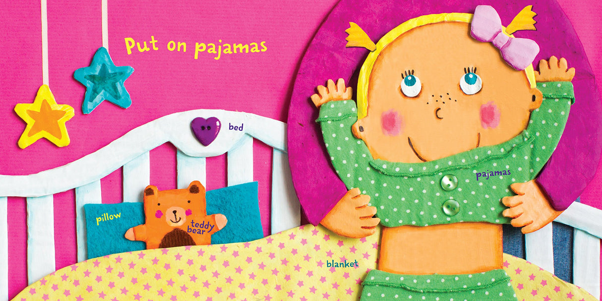 Indestructibles: Baby Night Night shows a baby in green pajamas ready for bed in a colorful crib scene.