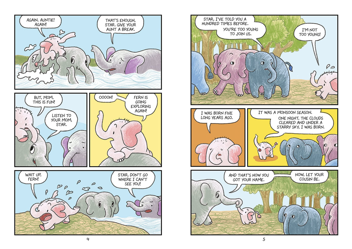 Surviving the Wild: Star the Elephant features colorful illustrations of young elephants exploring and learning about nature.
