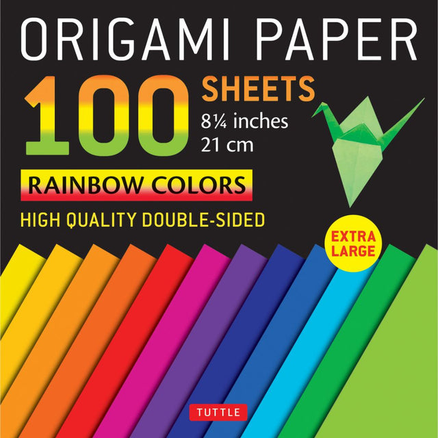 Origami Paper Rainbow Colors pack with 100 extra large double-sided sheets in vibrant rainbow hues.