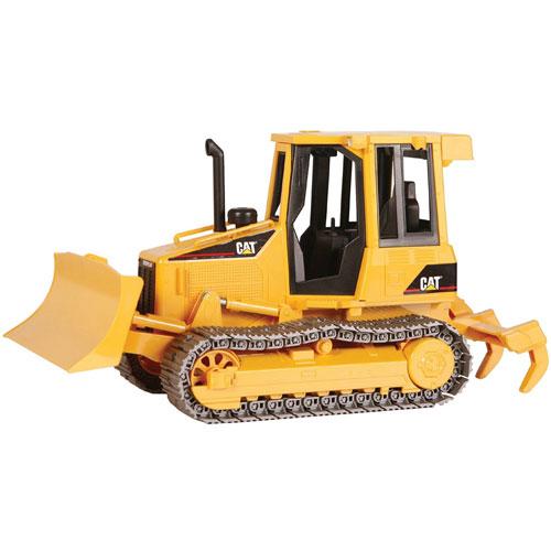 Cat Track-Type Tractor model with swiveling blade and real chain links, detailed 1:16 scale toy for heavy-duty play.
