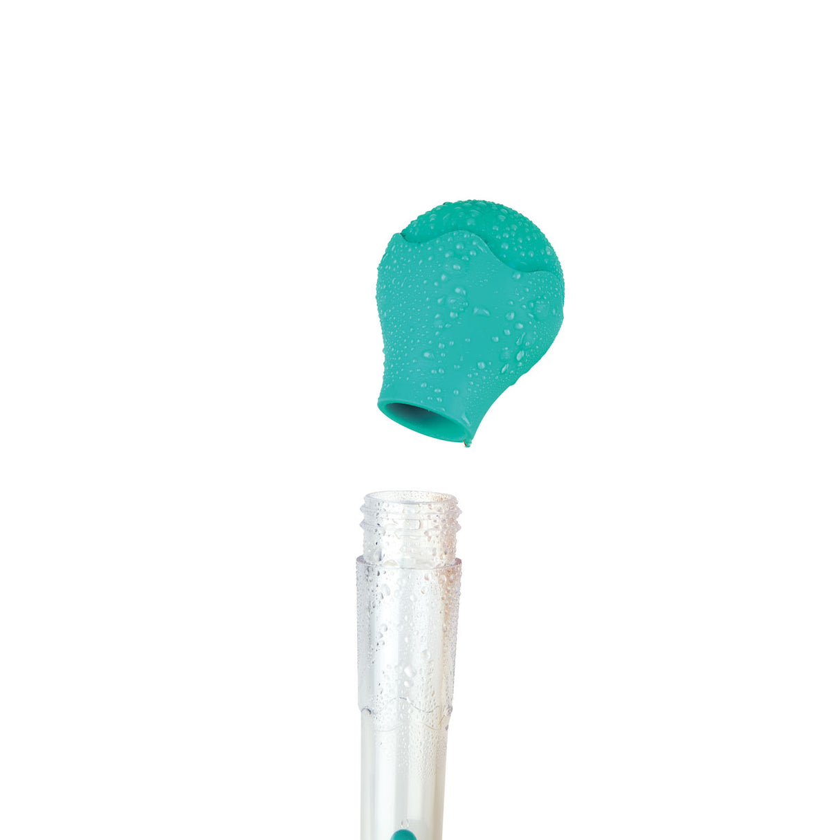 Squeeze & Squirt bath toy with a teal mega dropper and transparent handle, perfect for fun water play and learning.