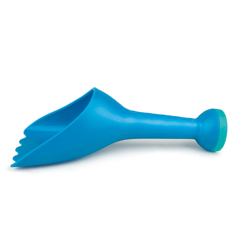 Rain Shovel Blue, a bright blue toy shovel perfect for kids playing with water and sand at the beach or garden.