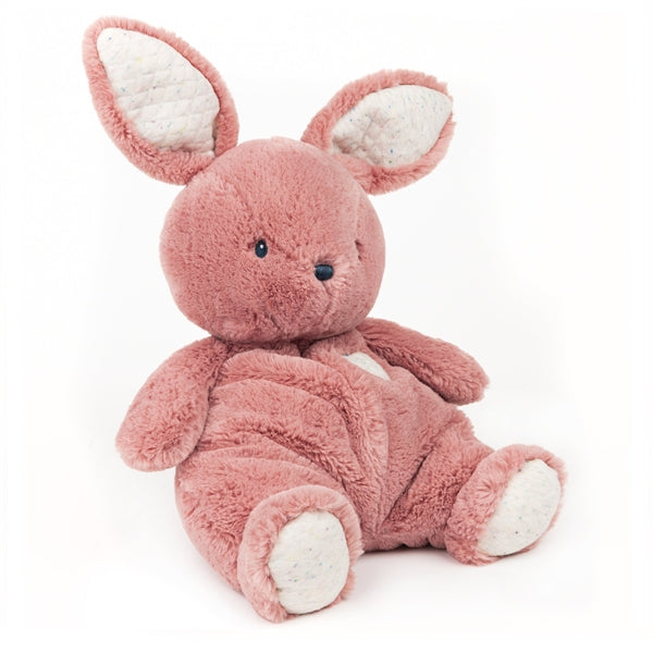 Oh So Snuggly Bunny plush in pastel strawberries cream with quilted accents, soft baby plush, perfect for all ages 0+.