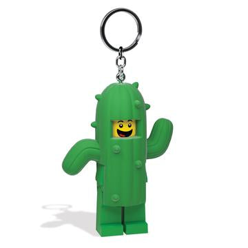 Lego KeyLight Cactus Suit Boy with LED light in feet, metal key ring, and on/off button on chest.