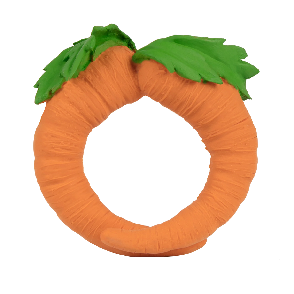 Natural Teether | Cathy the Carrot, a soft, safe, eco-friendly baby toy shaped like a carrot for teething and sensory play.